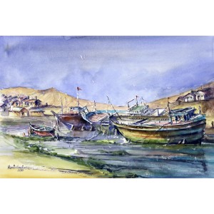 Momin Waseem, 14 x 21 Inch, Water Color on Paper, Seascape Painting, AC-MW-016